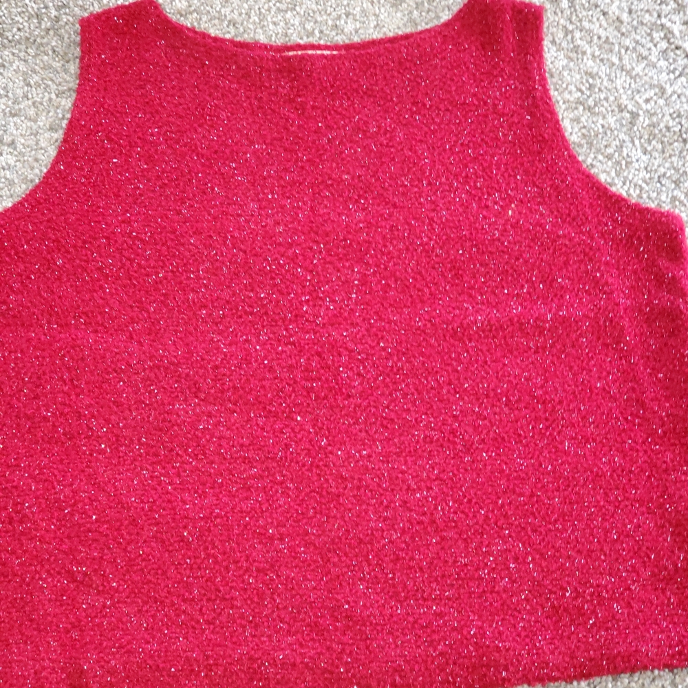 I.N. Studio Sparkling Vintage Red Tank Top Size XL